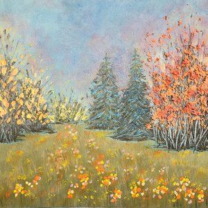 Walk Through A Flowering Meadow By Deb Bossert Artworks 6" x 6"
